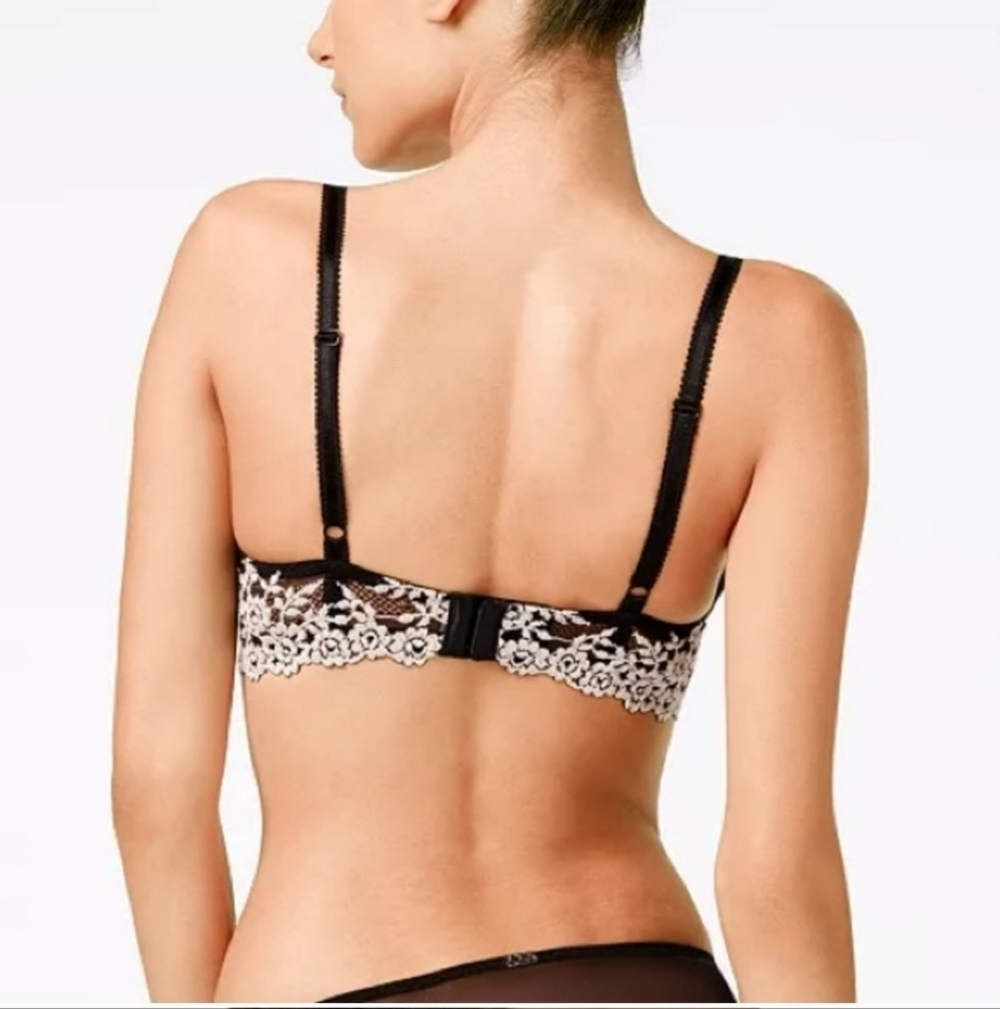 Wacoal Sz 38B Embrace Lace Underwire Bra Black White WL340 - Picture 2 of 6